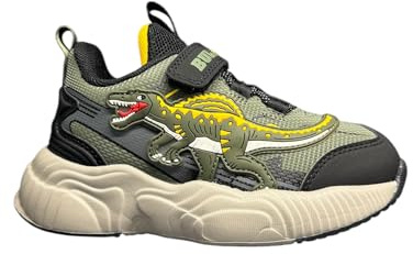 Bull Boys Scarpe Dinosauro SPINOSAURO Luminose per Bambini, Chiusura Strappo e Lacci Elastici, Suola Ultraleggera. (Verde, Sistema Taglie Calzature EU, Bimbo (0-5 Anni), Numero, Media, 31)