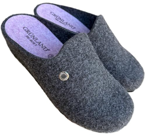 GRUNLAND pantofole ciabatte invernali LANASOFT donna pantofole lana e sottopiede RE-soft caldo in feltro (asfalto rosè, 40, Sistema Taglie Calzature EU, Adulto, Donna, Numero, Media, 40)