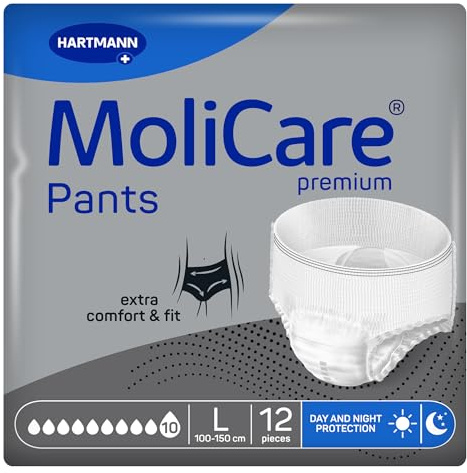 MoliCare premium Pants 10 Tropfen Inkontinenzhosen | Größe L | 12 St.