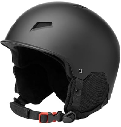 ICDKOYK Cykelhjälm med förstärkta öronvärmare, vintersportshuvudbonad för rullskridskoåkare, skid- och snowboardhjälm, vintersport, skidåkning, vintersport, snowboardåkning, Svart, L