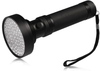 LAPYAPPE Linterna de Aleación de Aluminio de Luz Negra Uv395nm 100 LED, Luz Ultravioleta Portátil para Detectar Orina de Mascotas y Geocaching en Reparaciones HVAC