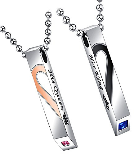 OIDEA Joyería de Pareja Corazón Rompecabezas en Acero Inoxidable Hipoalergénico Diseño Her King His King Regalo para Aniversario Boda y Cumpleaños
