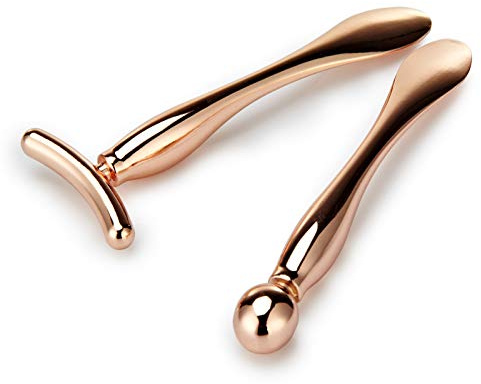 LISAPACK 2pcs Metal Eye Cream Applicator Tool, Facial Roller Massage Wand