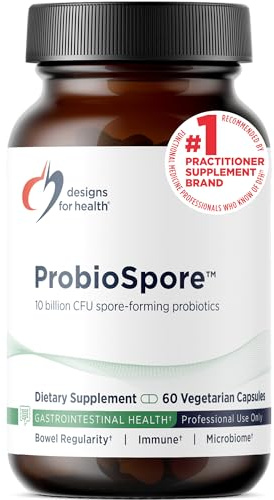 Designs for Health ProbioSpore, 60 Capsules | Spore & Soil-Based Supplement, Shelf Stable, Digestive Enzymes, Non-GMO, Dairy Free