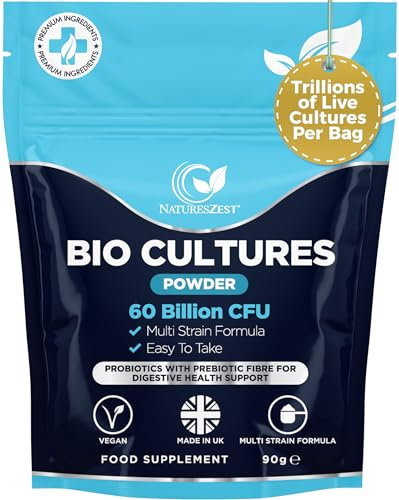 9-in-1 High Concentrated 60 Billion CFU - BIO Cultures Complex Probiotics Powder with Prebiotics Fibre Supplement - 90 Servings – Probiotic Powder for Women and Men - Vegan Friendly - Gluten Free