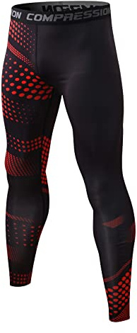 Legging Homme Sport Baselayer Séchage Rapide Pantalon de Compression Collant Running pour Course Sport Fitness Cyclisme Rouge L