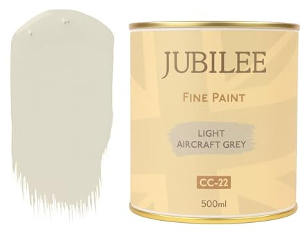 Guild Lane Jubilee Furniture Paint – Upcycle & Transform Wood, Metal & Glass – Soft Sheen Finish for Indoor & Outdoor – Durable & Easy to Apply Multi-Surface Paint (Light Aircraft Grey, 500ml)