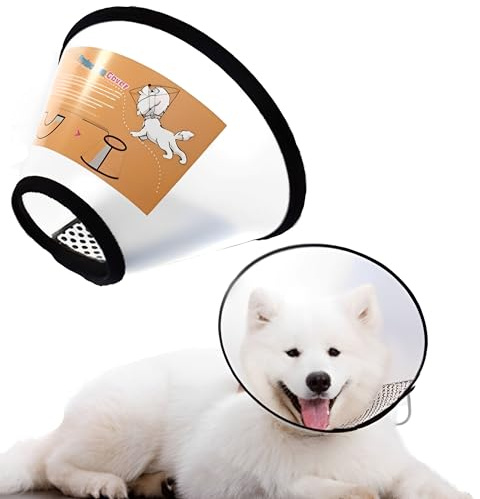 JIAMIAN Adjustable Pet Cat Cone Protection Collar Anti-bite Lick Protective Healing Safety Plastic Necklace, Protection Collars, Elizabetan Collar Large Dog (Neck:42-46cm)