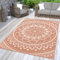 TT Home In-& Outdoorteppich Wetterfest Garten Orientalisches Marokkanisches Boho Design, Farbe: Weiß Orange, Größe:240x340 cm