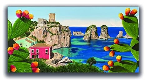 DIAMOND HOME Dipinto a Mano Acrilico su Tela con Telaio d'Abete - Quadro Materico Rettangolare con Dettagli in Rilievo - Made in Italy da Pittori Specializzati (50x100) 047_50x100