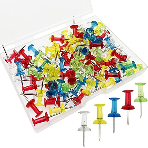 Färgad tryckstift, 100 st tumstift i plast, genomskinliga tryckstift ritstift kartstift för anslagstavla, anslagstavla (multi)