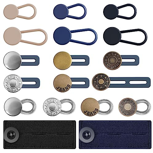 Ceryvop 18PCS Waist Button Extenders for Women & Men, Stretchy Jeans & Pants Waist Extension, 6 Sizes