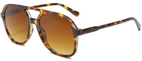 Long Keeper Retro Piloten Sonnenbrille Pilotenbrille Herren Damen Klassisch 70er Vintage Sonnenbrille Pilot Nachtfahrbrille Unisex mit UV400 Schutz