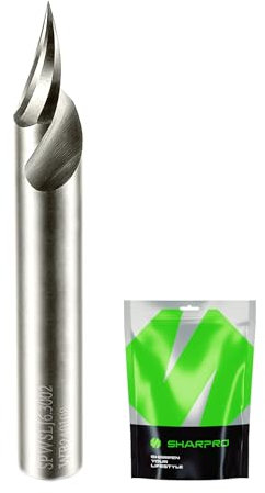 SHARPRO Chamfer End Mill V Groove O Flute Spiral Router Bit 30 Degree 1/4 Inch Shank CNC Carbide V-bit for Engraving and Chamfering Lettering, Ideal for Wood, Plywood, MDF, PVC and Acrylic