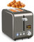 SEEDEEM Toaster 2 Slice, Stainless Toaster Color LCD Display, 7 Shade Settings, Warming Rack, 1.4'' Wide Slots Toaster, Bagel, Defrost, Reheat Functions, Dark Metallic