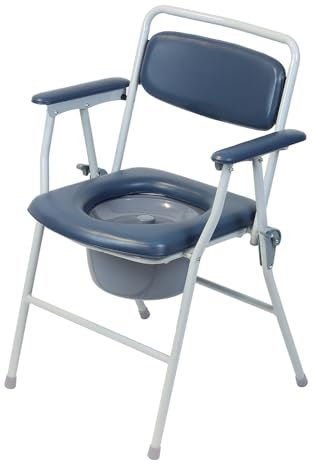 NRS Healthcare Dovedale Folding Commode - Lightweight, Portable, Non Slip, Padded Seat & Arms