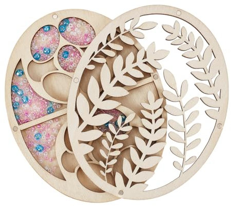 PH PandaHall Oval Bead Supply Storage Tray Holz-Perlenbox mit Deckel Bead Tray Cover Leaf Design Beadwork Accessory Sorter Container für die Schmuckherstellung, 12x9,5 cm