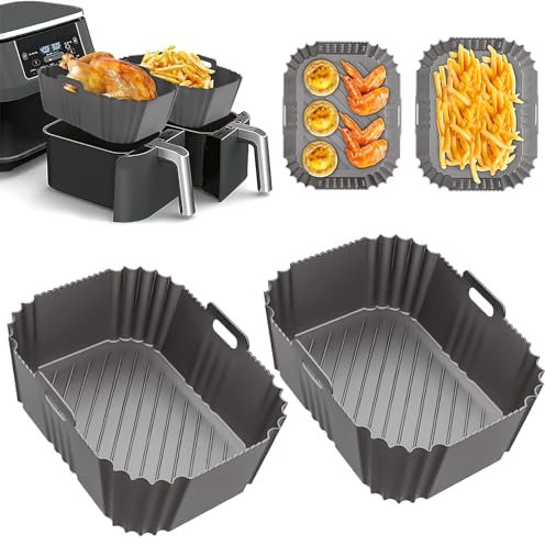 HONYAO Accesorios Freidora de Aire para Ninja Dual Zone, 2 Piezas Molde Silicona Freidora de Aire Compatibles con Ninja Dual AF300EU, AF400EU y Otras Dual Zone 7.6L-10L Airfryer