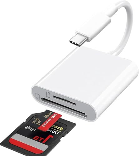 SD Kartenleser (USB C Port) für Kamera/PC und mehr, (Note: Nicht für Serie iPhone/iPad/MacBook/Mac), SD Card Reader mit 2 Slots, SD-Karte und MicroSD-Karte, sd Karten leser, Plug and Play