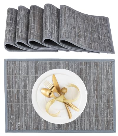 Relaxdays Set de Table, 6 Dessous, rectangulaire, 45 x 30 cm, pour la Salle à Manger ou la Cuisine, Gris