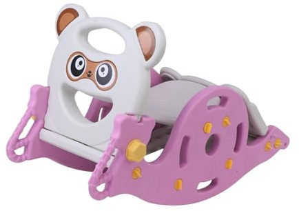 MotiveTech Juguete Balancín 3 en 1, Caballo Balancín, Juego de Regalo, para Niños años, Tobogán, Estructura de Escalada, Parque Infantil, Rosa