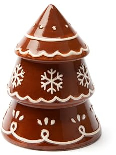 Excelsa Wonderful Ginger Biscottiera Natalizia a Forma di Abete in Ceramica, Decorazione Pan di Zenzero