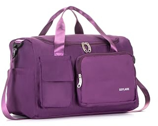 Skylark Womens Mens Sports Gym Bag Duffle Bag with Shoes Compartment, Weekend Travel Bag Overnight Bag, Water Resistant Holdall Hospital Bag for Swimming