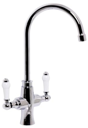 Liquida CTR6CH Traditional Style Dual Lever Chrome Kitchen Mixer Tap
