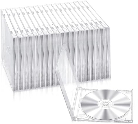 Qomcsrl 25 Stück 10,4 mm CD-Jewelcases, Album-Aufbewahrungsbox, Standard-Einzel-CD-Hülle, Transparente Einzel-DVD-Hülle zum Schutz,