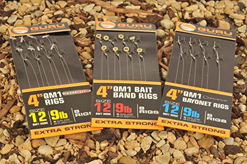 Guru QM1 15 Feeder Fishing Rigs On EVA Spool W/ Bait Bands: 18