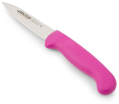 Arcos Couteau Mondador - Lame Acier Inoxydable NITRUM 8 cm - Pour Éplucher Fruits et Légumes - Manche Polypropylène Fuchsia - Série 2900