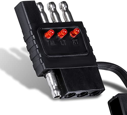 True Mods 4-Way Flat Trailer Wiring Tester [Nickel-Plated Copper Terminals] [Male & Female] [Continuity Test] 4-Pin Trailer Light Wire Circuit Tester