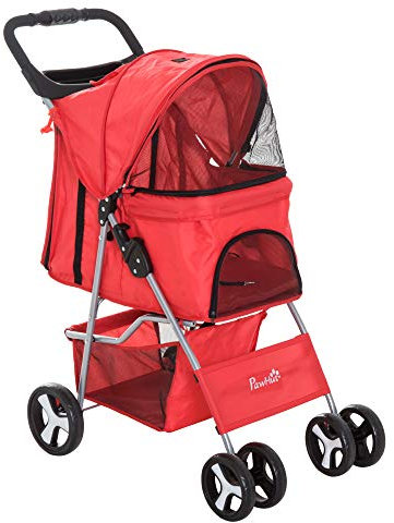 Pawhut Tierwagen Rollwagen für Hunde, 77 x 47 x 101 cm, faltbar, wasserdicht, Stoff 600D Oxford, 4 Rollen