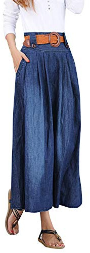 Dam lång jeanskjol – midikjol, veckade kjolar, 1, 3XL