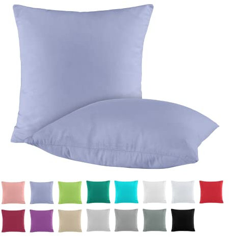 BaSaTex Doppelpack Baumwolle Renforcé Kissenbezug 80x80 cm | Kissenbezüge aus 100% Baumwolle | Kissenhüllen in Jeans Blau