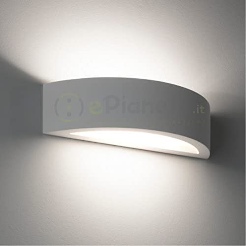 Applique da parete in gesso attacco R7S lampada mezzaluna semicircolare doppia luce design moderno bianco verniciabile