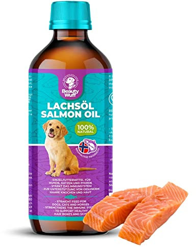 Beauty Wuff – Lachsöl für Hunde, Katzen und Pferde – Reich an Omega 3 Säuren– Fischöl für Hund (500 ml)…