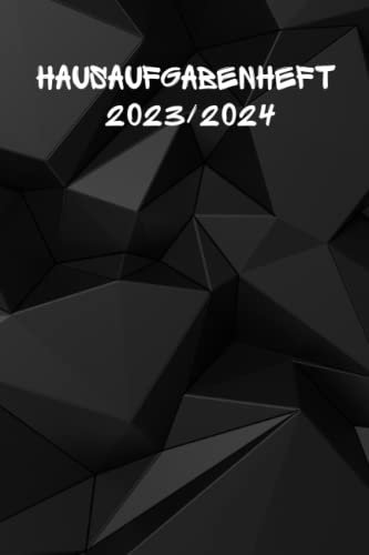 Hausaufgabenheft 2023/2024 mit schwarzen Cover: Geeignet für Jungs , Mädchen und Teenager , Platz für ein Schuljahr , mit Stundenplänen , DIN A5 , mit Datum , Gymnasium , Grundschule
