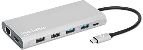Manhattan USB-C PD 12-in-1-Dockingstation mit MST für DREI HDMI-Monitore