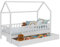 IDMarket – Cama cabaña infantil 80 x 160 cm, color blanco con 1 cajón nido y almacenamiento