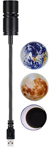 Mootoegeearcea Proiettore Lampada Romantica Pianeta Terra Luna Luce Notturna per Bambini Adulti USB 3 Pezzi Film USB 3 Film 3W