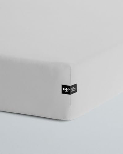 HOP DESIGN Pure Bettlaken Baumwolle - Matratzentopper Baumwolle - 100% Bettlaken 140x200 - Spannbettlaken - Bettlaken 140x200 Boxspringbett - 140x200cm Baumwolle – Hellgrau