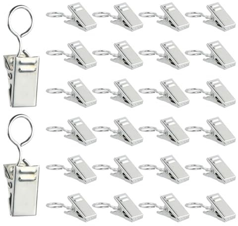 Chstarina 50 Piezas Clips de Cortina, Clips de Gancho de Metal, Pinzas para Cortinas, Argollas para Cortinas, Clips para Cortina de Ducha, Anillas para Cortinas, Fotos, Decorativas, Hogar, Balcones