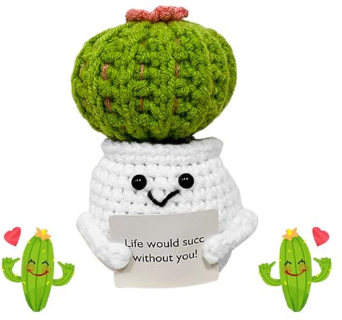 LUHOCIY Positive Doll, Decorazioni per Regalo Donna Compleanno, Uomo, Amica, Collega, Coppia (Cactus)