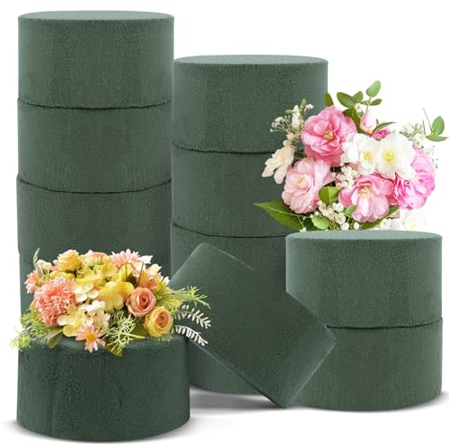 Niuny Espuma Floral para Arreglos Florales Esponja para Flores Frescas Artificiales 12Pcs 8x4cm Arreglos Florales Redondos Espuma Floral Húmeda para Flores Cumpleaños Iglesias Bodas Arreglos Fiestas