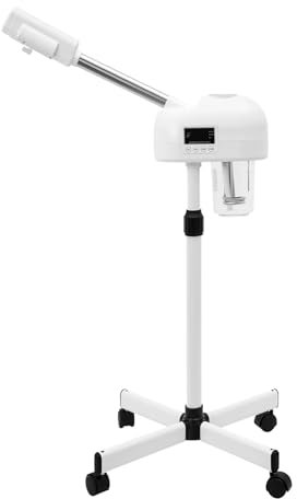 Gesichtsdampfer, 2 in 1 Gesichtssauna Verdampfer mit Heißer Sprühmodus, Höhenverstellbar 58-68cm, Timing-Funktion, 360° Drehbaren Ozon Bedampfer für Salon, Spas