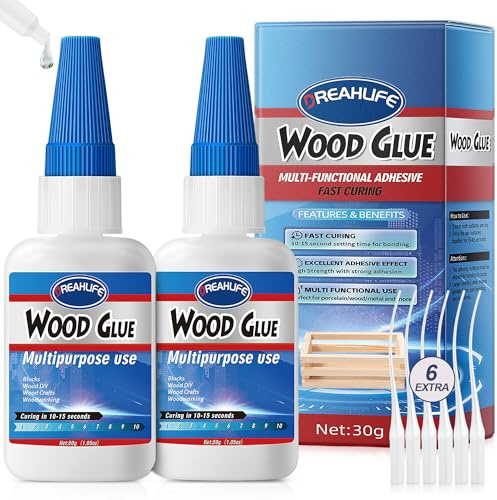 Sekundenkleber für Holz 30gx2, Holzleim Extra Stark, Holzleim Wasserfest Für Möbel, Innen & Außenbereiche, Basteln, Sockelleisten, Schränk, Handwerksreparaturen, Holzbearbeitung, Garten, Heimwerken