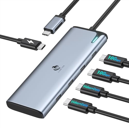LION TEK USB C Hub Dual Monitor for MacBook Pro with 4K@60Hz USB4 Display Ports Video Output,100W PD, 10Gbps Data Transfer, USB C Splitter Multiport Dongle for MacOS, iPad Pro and More Type C Devices