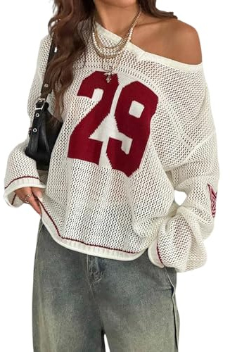 Generisch Tshirt Damen Sommer Oversized Jersey Tops Schulterfrei Shirts