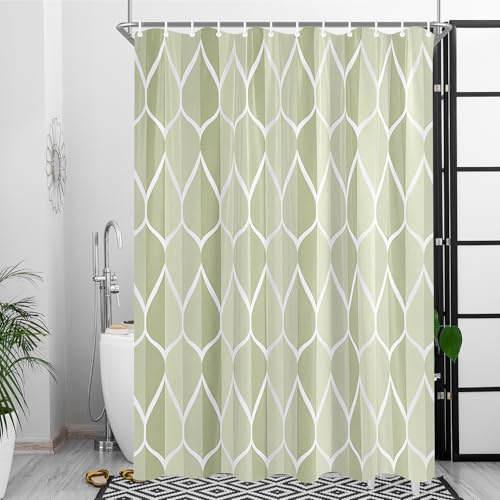Lerores Duschvorhang 180x200 cm Beige Diamant, Beschwerter Saum Antischimmel Textil, Wasserabweisend, Waschbar Polyester Badevorhänge mit 12 Ösen und Duschvorhangringen für Badezimmer, Badewanne